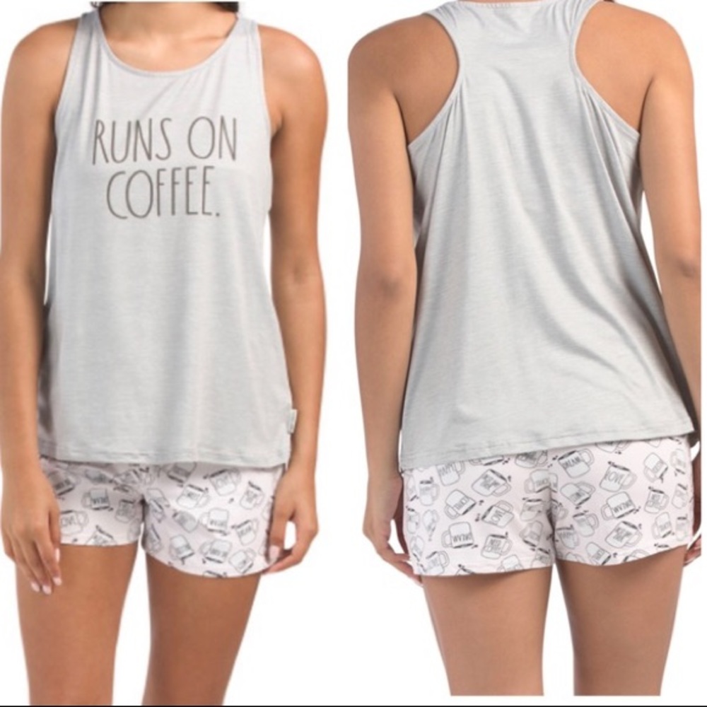 NEW Rae Dunn Runs On Coffee Pajama Set